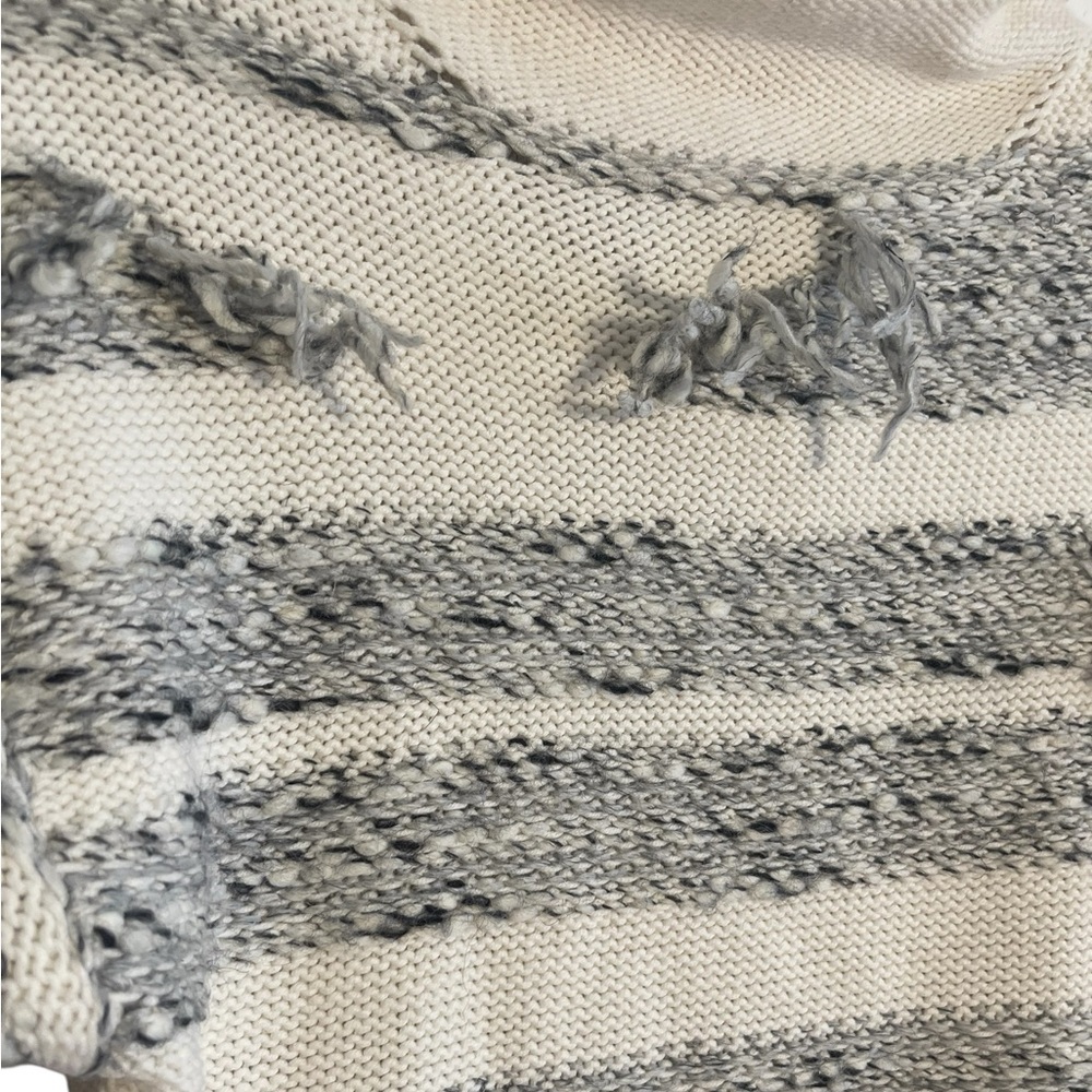 Lou & Grey Alpaca Blend Distressed Fringe Textured Knit Mock Neck Sweater XS - Picture 3 of 9
